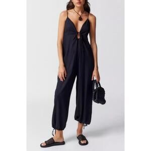 Urban Outfitters Vale Black Baggy Balloon Jumpsuit Medium Spaghetti Straps